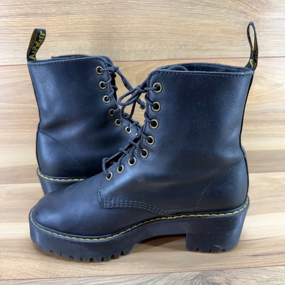 Dr Martens Shriver Hi Boots Womens 8 Black Leather Chunky Combat Heel - Picture 6 of 11